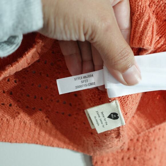 Madewell Comfy Cozy Soft Oversized Orange Open Stitch Cardigan Sweater- L - Picture 6 of 10